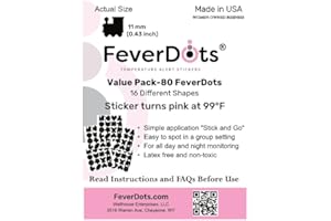 FeverDots, Fever Alert Stickers in Shapes and Hearts (Variety Shapes, 80 Count)