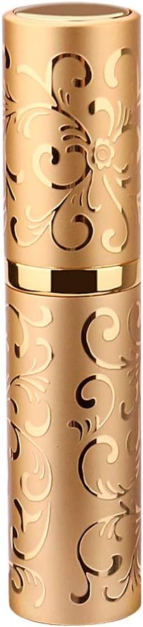 Gotofine Perfume Atomizer Perfume Bottles, Portable Travel Mini Refillable Spray Bottle 5ml, Funnel & Dropper Included(Gold)