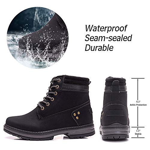Athlefit-Womens-Lace-up-Ankle-Boots-Work-Waterproof-Low-Heel-Combat-Booties