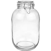 Folinstall Gallon Glass Jar with Airtight Lid - Large Mason Jar for Pickled Eggs, Kombucha, Limoncello, Sun Tea (Extra Gasket)