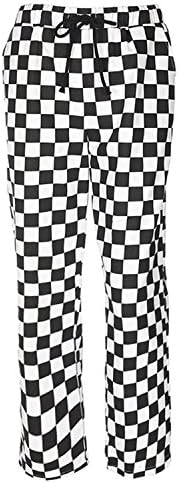 Womens High Waist Checkered Straight Loose Sweat Pants Casual Trousers Pantalon Femme Sweatpants Black L