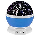 Esonstyle® Nueva Generación de 360 Grados de Sol Romántica Noche de la Estrella de la Lámpara de luz de Lámpara Giratoria de Habitaciones para la Noche del Cuarto de Niños Dormitorio para Habitaciones de Niños Niños (Azul)