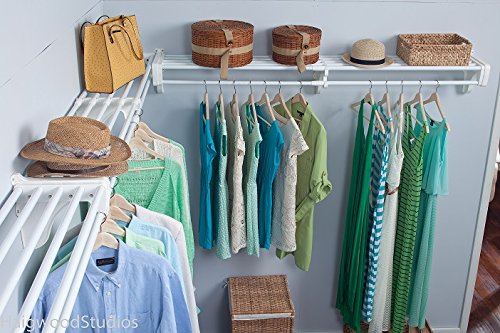 EZ Shelf EZS-K-SCRW72-5-4 Walk-in Closet Kit Hanging and Shelf Space, White