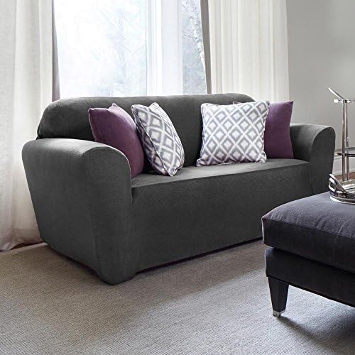 Urbanlife Sure Fit Stretch Pique Shorty Studio Sized Loveseat Slipcover Maude Biscuit