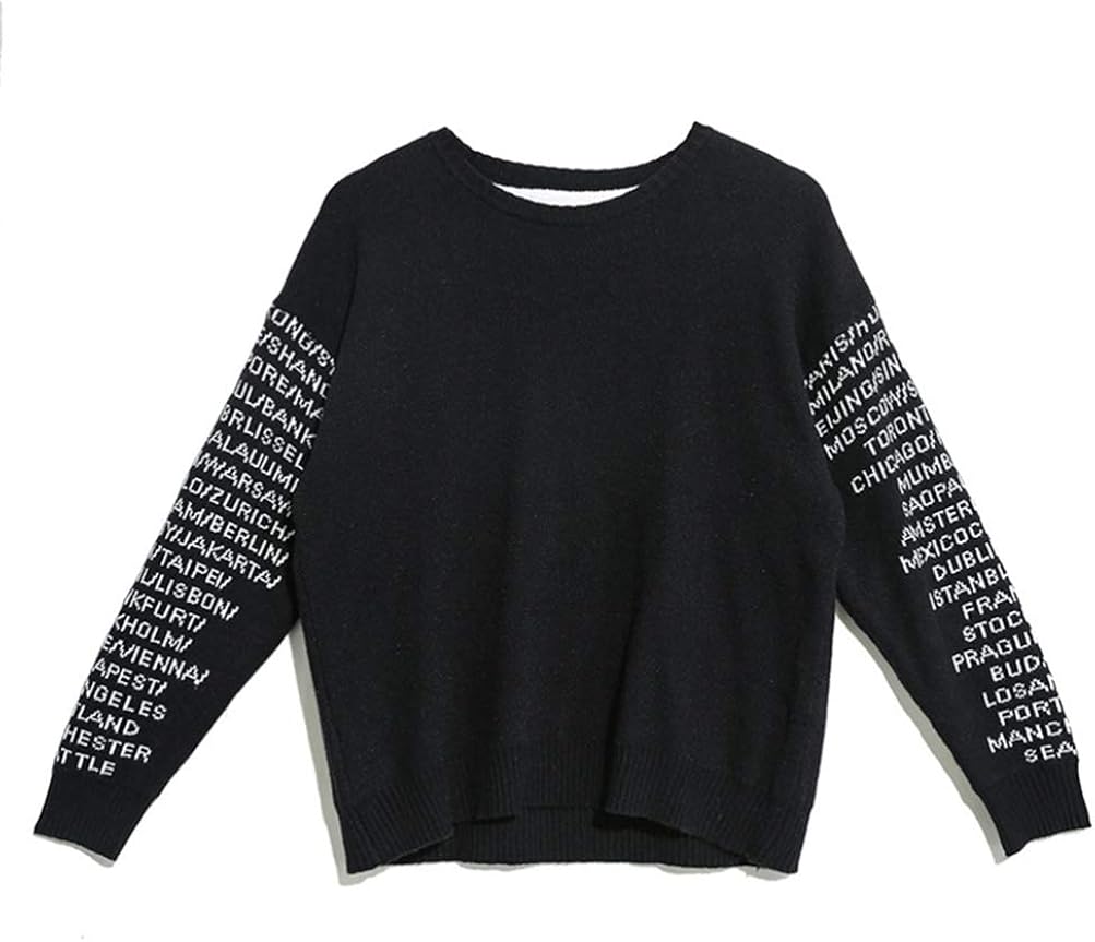 Suéter con Estampado de Letras para Mujer Suéteres de Cuello Redondo de