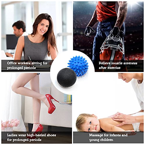 KMMIN Spiky Massage Ball, Massage Ball Roller Set - Lacrosse and Foot Spiky Ball Perfect for Plantar Fasciitis, Foot, Back, Neck, Deep Tissue Massage, Physical Therapy Equipment Includes Holder Bag - Thumbnail 6
