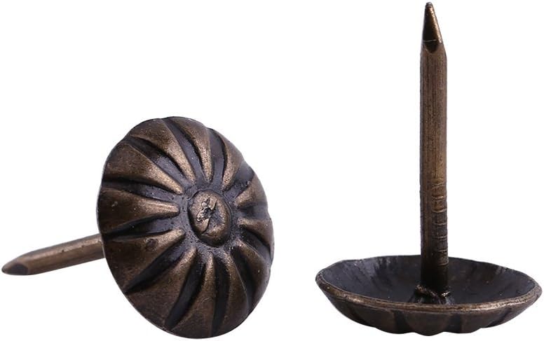 100pcs Brass Upholstery Tacks,Metal Antique Chrysanthemum Nails Upholstery Nails Tacks Strips Clavos Decorative Tack Pushpins Doornail for Wood Furniture Decor - Image 4