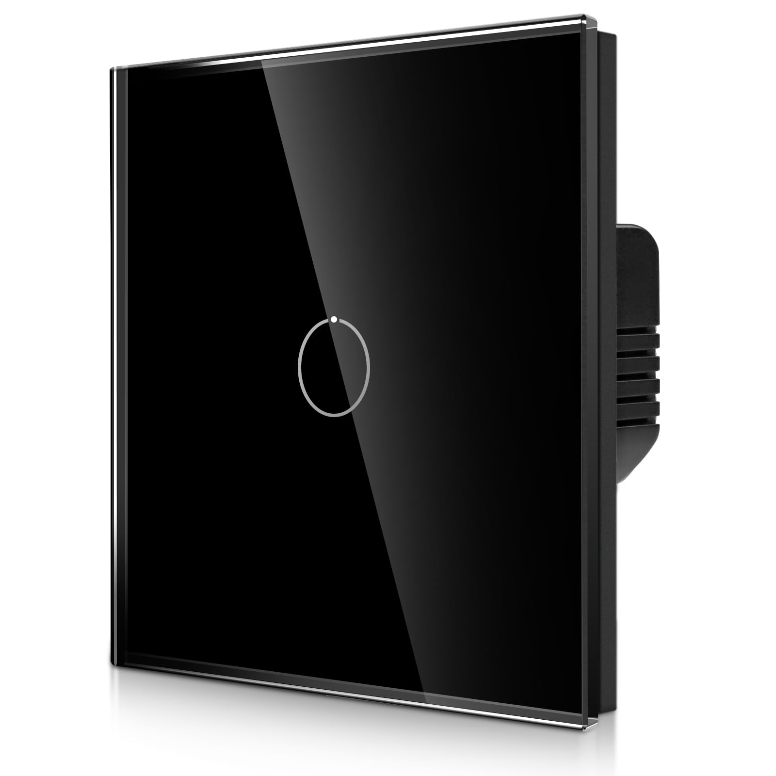 CNBINGO 2-Way Touch Light Switch - Black Wall Mount With Glass Panel and Status LED Backlight - No Neutral Wire Required - Only Pair With This 2-Way Series - 1 Gang — image 1