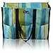 Pursetti Utility Tote with Pockets & Compartments - Perfect Nurse, Teacher, Work Bags for Women, Craft Tote, Dog Trainer - Medium Teal Stripe