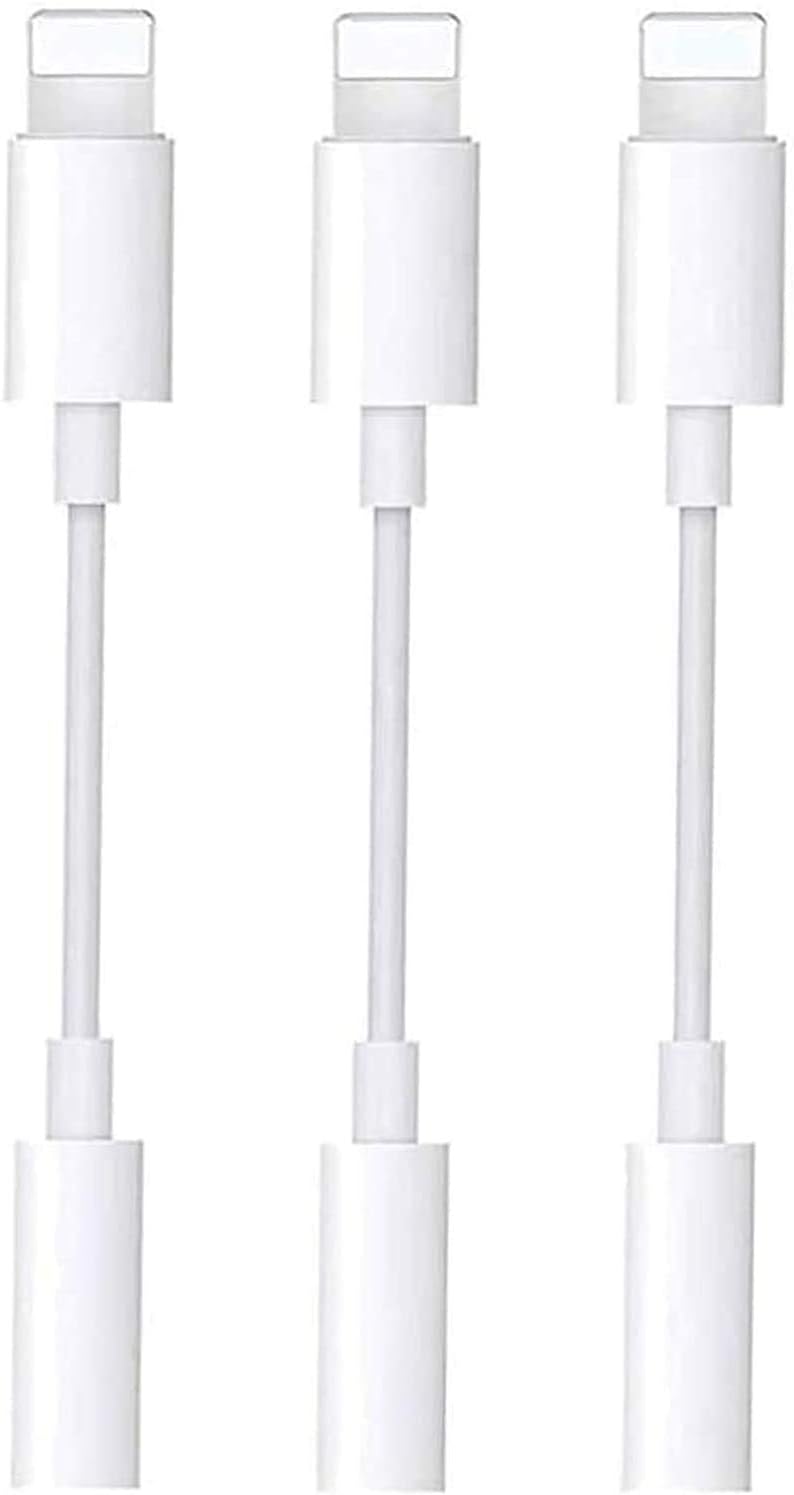 [Apple MFi Certified] Lightning to 3.5 mm Headphone Adapter, 3 Pack for iPhone Dongle Aux Headphones Jack Adapter Cable Connector, Compatible with iPhone 11/Xs/XR/X/8/7, iPad, iPod, All iOS Systems