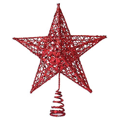 Time to Sparkle 20 * 16 * 4cm Glitter Christmas Tree Topper Star For Christmas Tree Decoration Red