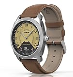 Hybrid Smart Watch --- InClock Stainless Steel with Leather Strap, (OLED Auto Calibration, Heart Rate, Pedometer, Sleep and Blood Pressure Monitor, Fitness Tracker) Bluetooth Smartwatch (Brown)