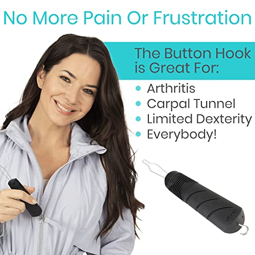 Vive Button Hook with Zipper Pull Dressing Helper for Arthritis One