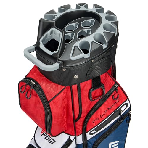 PGM Black Golf Cart Bag, 14 Way Silent Top Divider Premium Golf Bag with Ergonomic Handles & Rain Cover