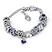 Yeshan 12pcs Antique Silver Crystal Rhinestone Birthstone Bead Charm Spacer with a Snake Chain Charm Bracelet Free, Blue