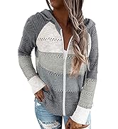 NEYOUQE Womens Long Sleeve Color Block Pullover/Cardigan Sweaters Striped Tops Casual Hoodies Swe...