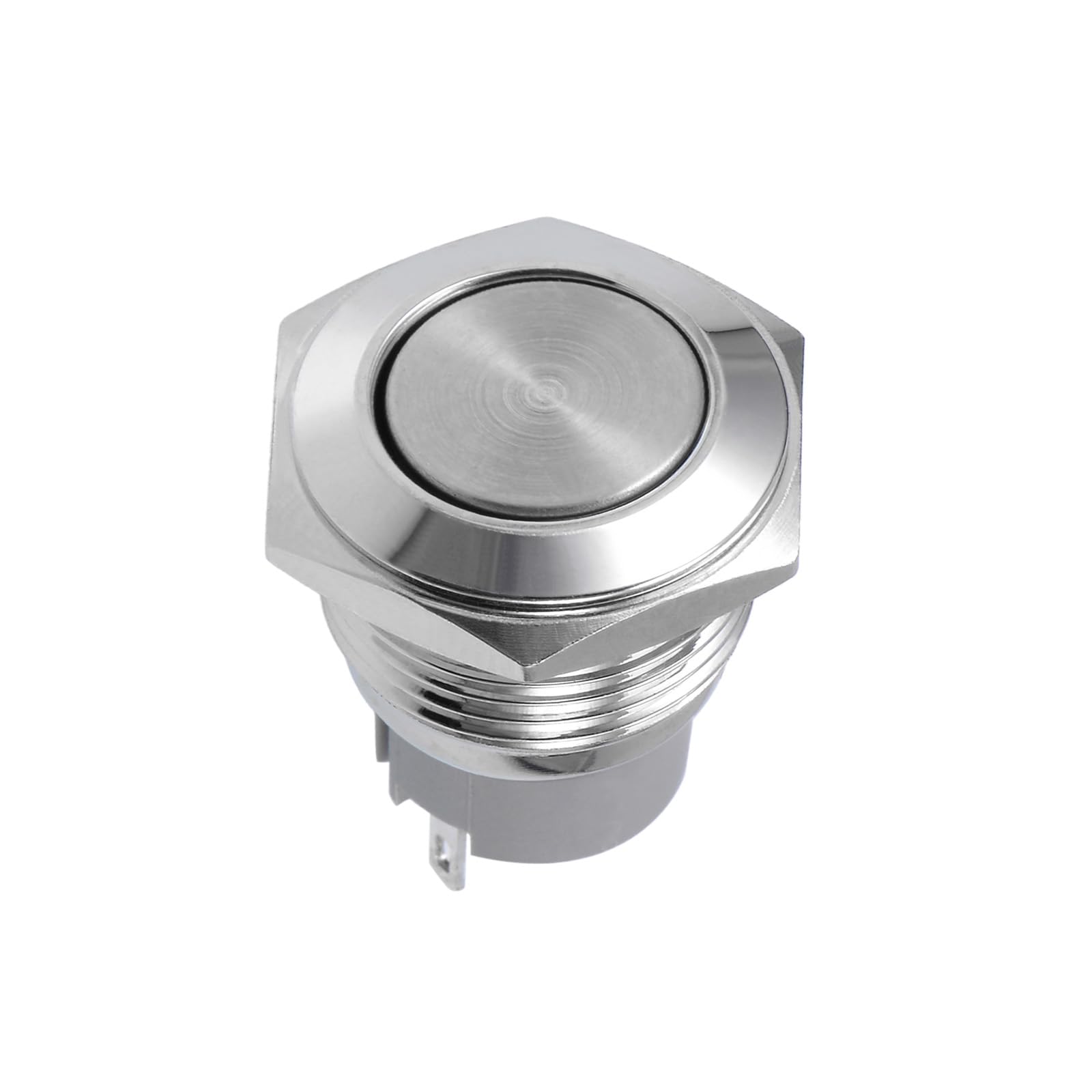 Rebower Push Button Switch SPST Copper Nickel Plated Momentary Round Button, [for Light DIY Project] - 16mm / Silver Tone