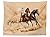 vipsung Animal Decor Tablecloth Three Horse Running in Desert Storm Mythical Mystical Messenger Animals in Habitat Print Dining Room Kitchen Rectangular Table Cover Cream Brown