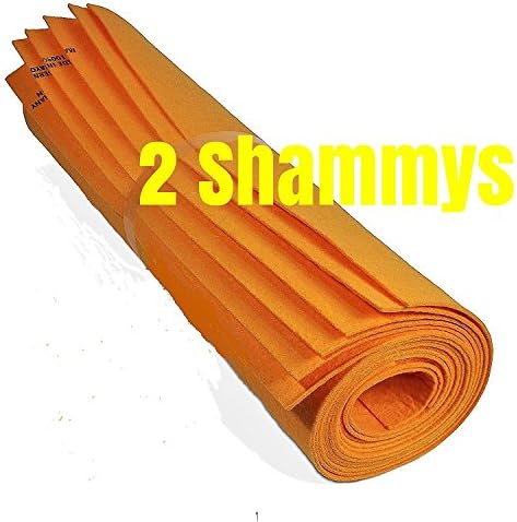 Shammy Synthetic Chamois Orange Towels -2- Super Absorbent 27" x 20" 260 Gram Commercial Grade Plus Two Bonus Kitchen Towels Teal Green 16" x 16"