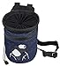 AMC Rock Climbing Chalk Bag with Embroidery/Pocket/Belt (Denim Blue, 6 inches x 4 inches)