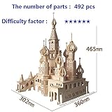 Lingduan Innovative New Favorable Imaginative DIY Difficult 3D Simulation Model Wooden Puzzle Kit for Children Or Adults Artistic Wooden Toys for Children-Buildings Series Castle （492 Components）