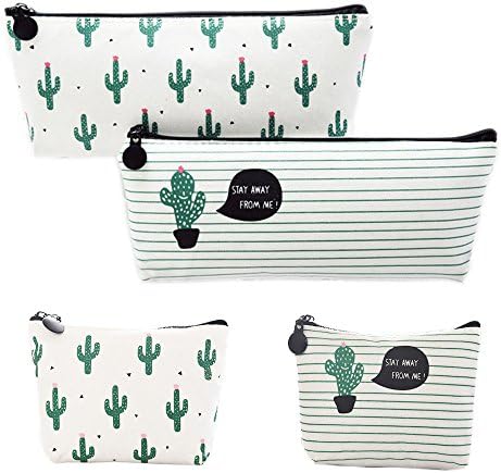 Canvas Pencil Case Box Pen Pouch Coin Purse Pouches Cosmetic Makeup Bag Cactus Pastoral Bandage Set of 4 Style 1/x