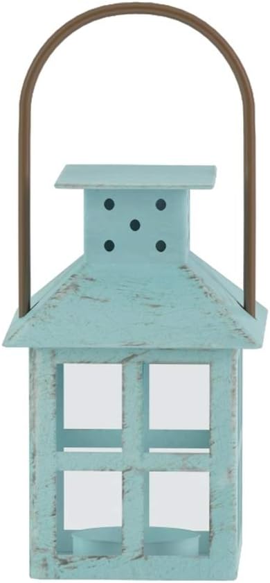 Kate Aspen, Distressed Metal Vintage Decorative Mini Lantern, Centerpiece, Party Favor, 2.5 x 2.5 x 6.5, Blue: Home & Kitchen
