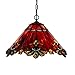 Bieye L10059 17-inches Baroque Tiffany Style Stained Glass Ceiling Pendant Fixture (Red)