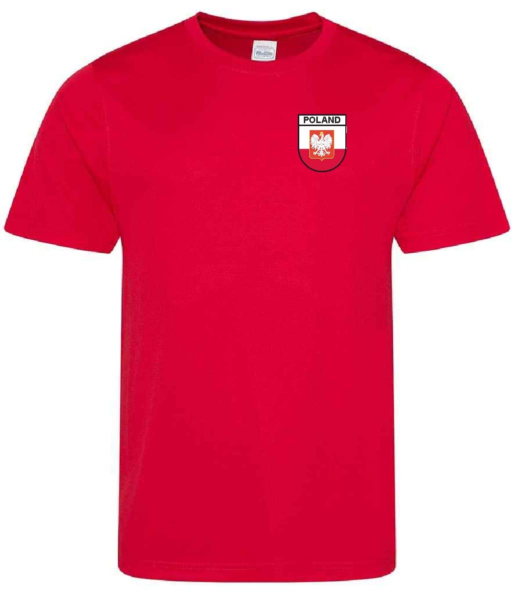 Poland Polish Printed Supporters Unisex Mens Womans T-Shirt for World Cup Football Euros Rugby Non Official (Red, XX-Large)