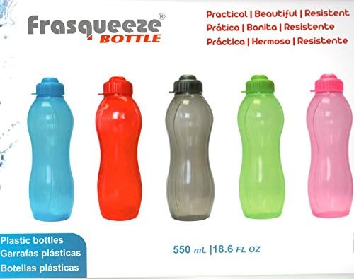 5 Colors - Squeeze Water Bottle - 18.6 OZ - BPA Free - Box with 5 specials colors - great for day to day or gift your friend