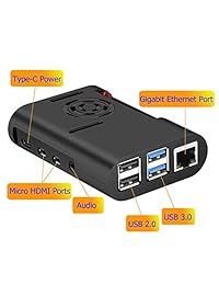 MazerPi Raspberry Pi 4 Funda, Raspberry Pi Funda con ventilador de refrigeración, Raspberry Pi 4 disipador de calor para Raspberry Pi 4 Modelo B, Pi 4B, Pi 4