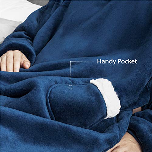Bedsure Long Wearable Blanket, Sherpa Blanket Hooded, Standard Blanket