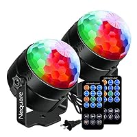 NEQUARE Party Lights Sound Activated Disco Ball Strobe Light 7 Lighting Color Disco Lights with Remote Control for Bar Club Party DJ Karaoke Xmas Wedding Show and Outdoor [2-Pack]