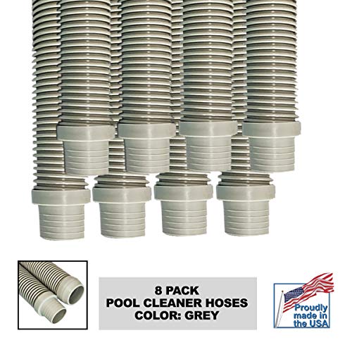 Destroyer Plastics 1 Year Manufacture Warranty Universal Swimming Pool Cleaner Hose 48" Long Kreepy Krauly Baracuda G3 G4 Hayward Navigator Pool Vac Ultra AquaBug (8, Grey)