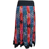Mogul Interior Women's Peasant Skirt Pleated Printed Tiered Long Maxi M/L
