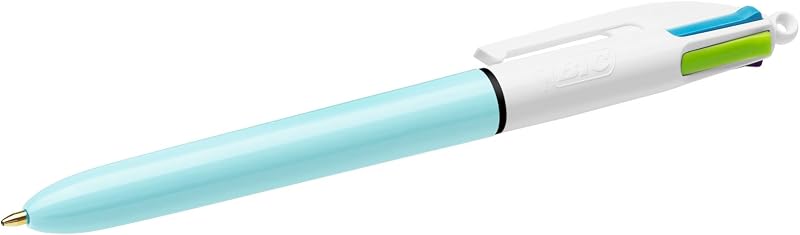 4 Couleurs Fun Stylos-Bille Rétractables Pointe Moyenne (1,0 mm) - Bleu Pastel, Boîte de 12