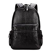 Kenox Vintage PU Leather Backpack School College Bookbag Laptop Computer Backpack - Black