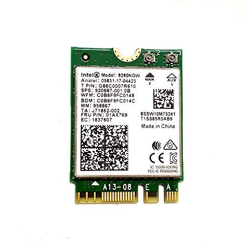Dual Band Wireless-AC 9260 for Intel 9260NGW NGFF 802.11ac MU-MIMO 1730Mbps 1.73Gbps WiFi + Bluetooth 5.0 Fit Windows 10 (1.73Gbps) 2.4G and 5G