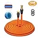 Tacklife 100ft Garden Hose, Innovative 2018 Leakproof Patent Connector Lightweight Expandable Water Hose, Durable Double Latex Core, Solid Brass Fittings, Free Net Bag, 3 Extra Rubber Gaskets - Orange