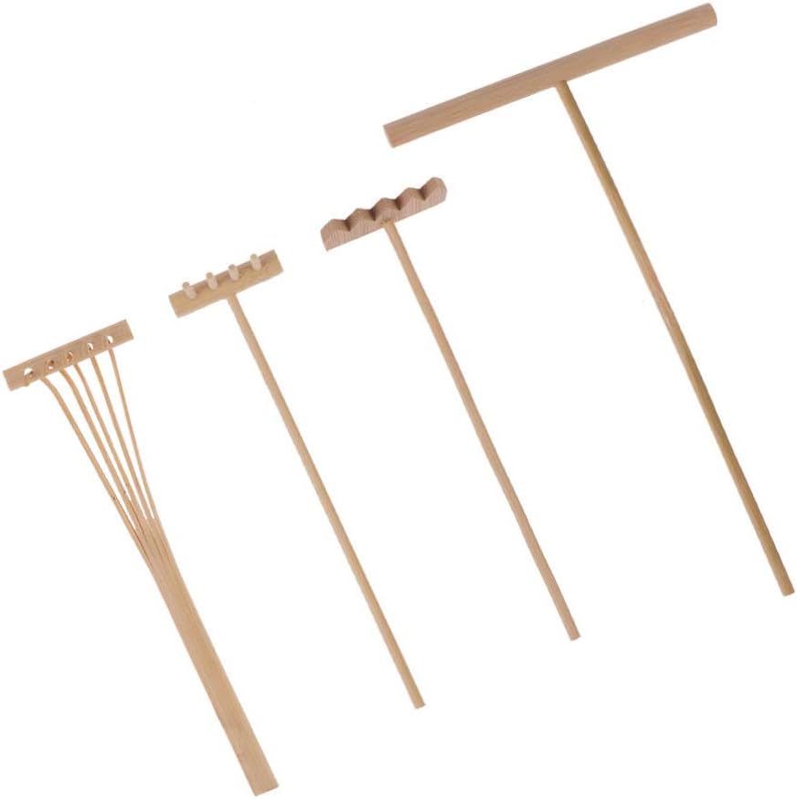 EXCEART 4 Pcs Mini Zen Sand Rakes DIY Sand Zen Garden Tools for Office Tasteful and Elegant Zen Garden Accessories for Home Gift Garden Decor