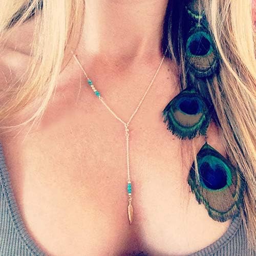 Collares para mujeres moda y mujer estilo boho pluma gota colgante