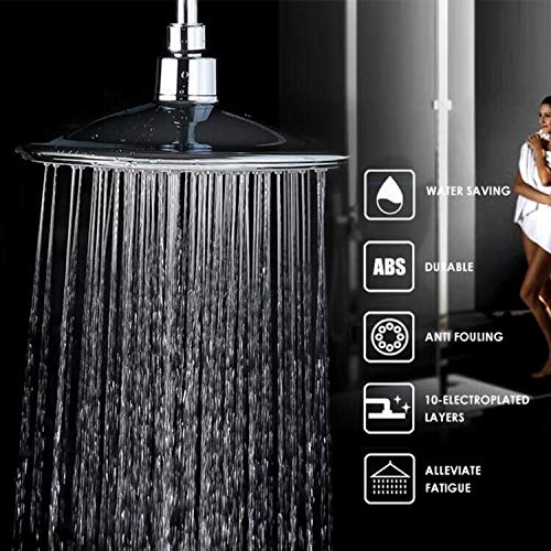 btcus4 Shower Head Rainfall High Pressure 8” Adjustable Metal 360 Swivel Bathroom showerhead Chrome Finish