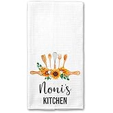 GreenStar Gifts Noni's Kitchen Towel - Tea Towel Kitchen Decor Sunflower Watercolor - Noni's Birthday Gift - New Home Gift - Kitchen Soft and Absorbent Kitchen Tea Towel