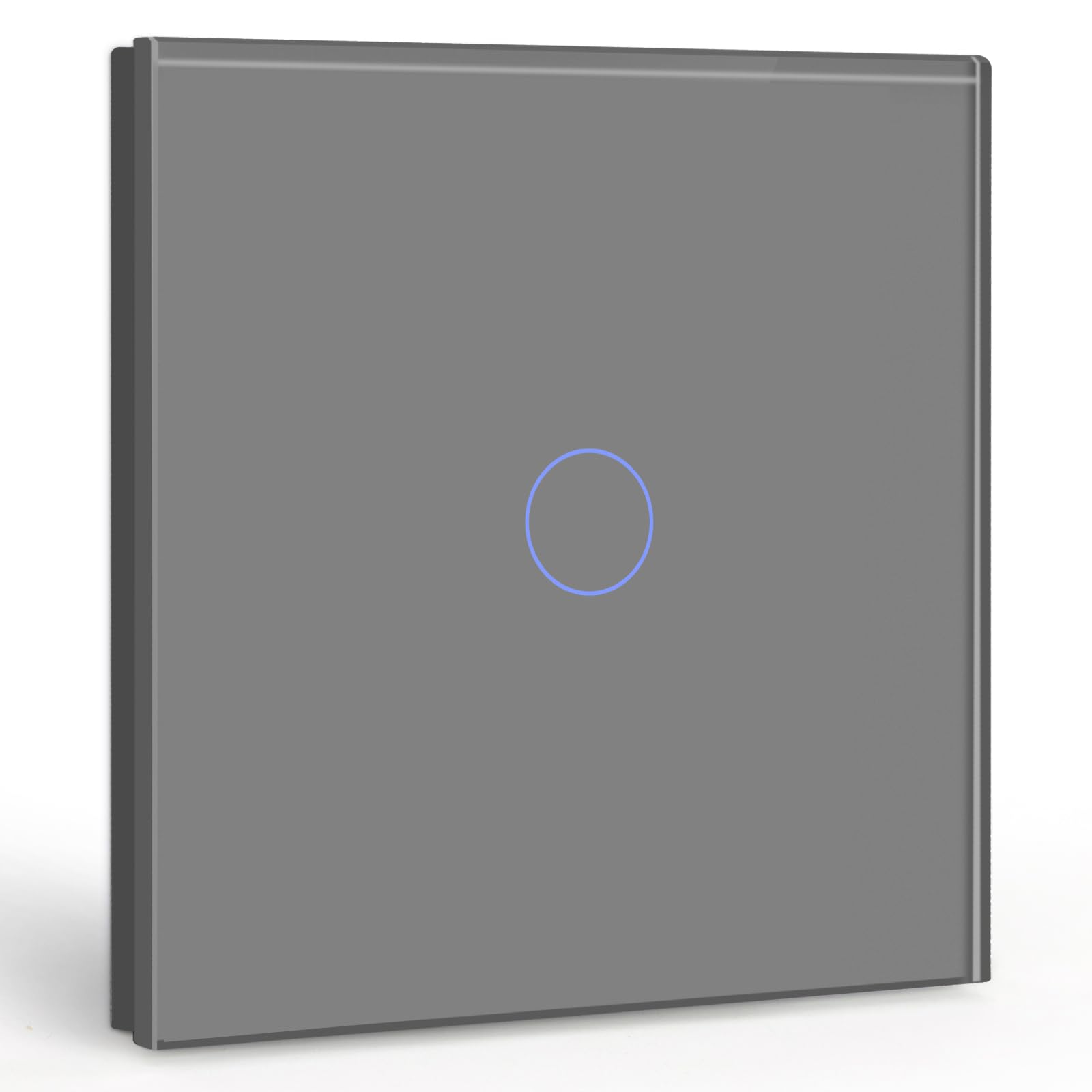 BSEED Touch Light Switch 1 Gang 1 Way, Tempered Glass Panel Light Switches with LED Indicator, Grey Touch Sensitive Light Switch-No Neutral Wire — image 1