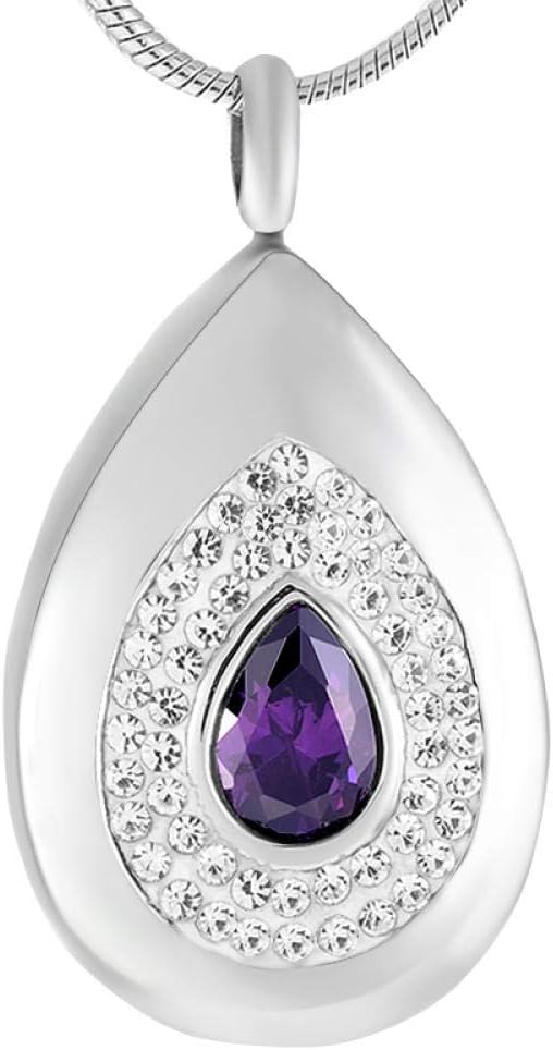 kliy Cremation Urn Pendant Necklace The Purple Eye 20 X 29Mm Stainless Steel Cremation Jewelry For Ashes Keepsake Loss Of Love Funeral Urn Casket Locket