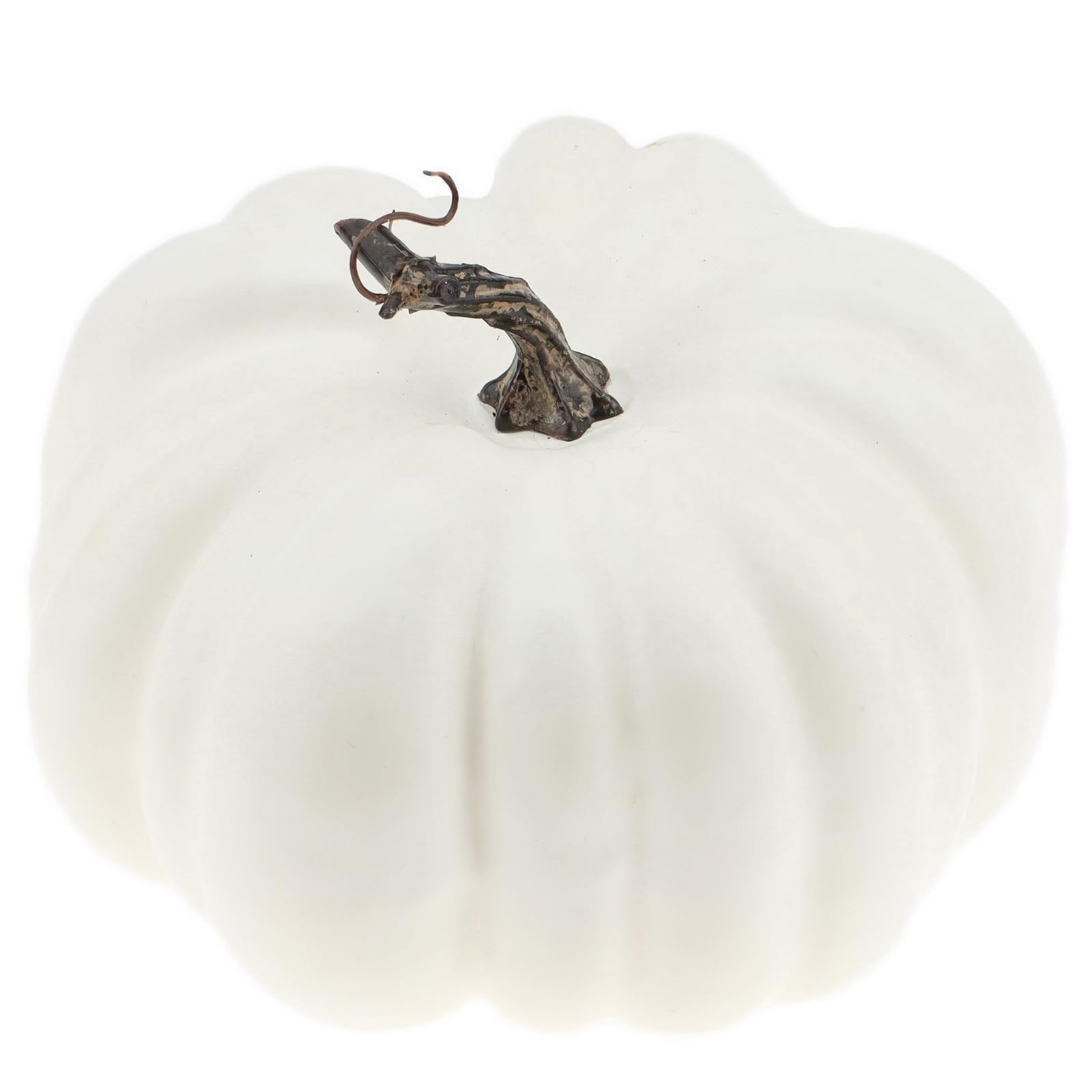 Photo 1 of Woration 8.2 Inch Large White Fake Halloween Pumpkin Artificial Cushaw Faux Autumn Fall Pumpkin Decoration for Party Christmas Home Harvest Thanksgiving Foam Fruit Vegetable