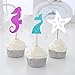 36-Pack Mermaid Cupcake Toppers Picks, Glitter Cake Toppers Food Sticks for Mermaid Themed Party Cake Decoration Supplies