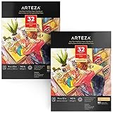 ARTEZA Watercolor Paper 9x12 Inch, Pack of 2, 64 Sheets (140lb/300gsm), Cold Pressed Art Sketchbook Pad for Painting & Drawing, Wet, Mixed Media