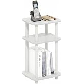 Furinno JUST 3-Tier Telephone Table, Turn-N-Tube Toolless Side Table with Open Shelf, Round Curve Corner Night Stand, Bedside Table, for Living Room, Bedroom, White