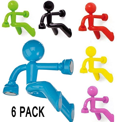 Cafolo~ 6 pcs Magnetic Man Refrigerator fridge magnets Creative Magnetic door whiteboard Mount Keys Holder (Blue,Green,Yellow,Black,Red,Purple)